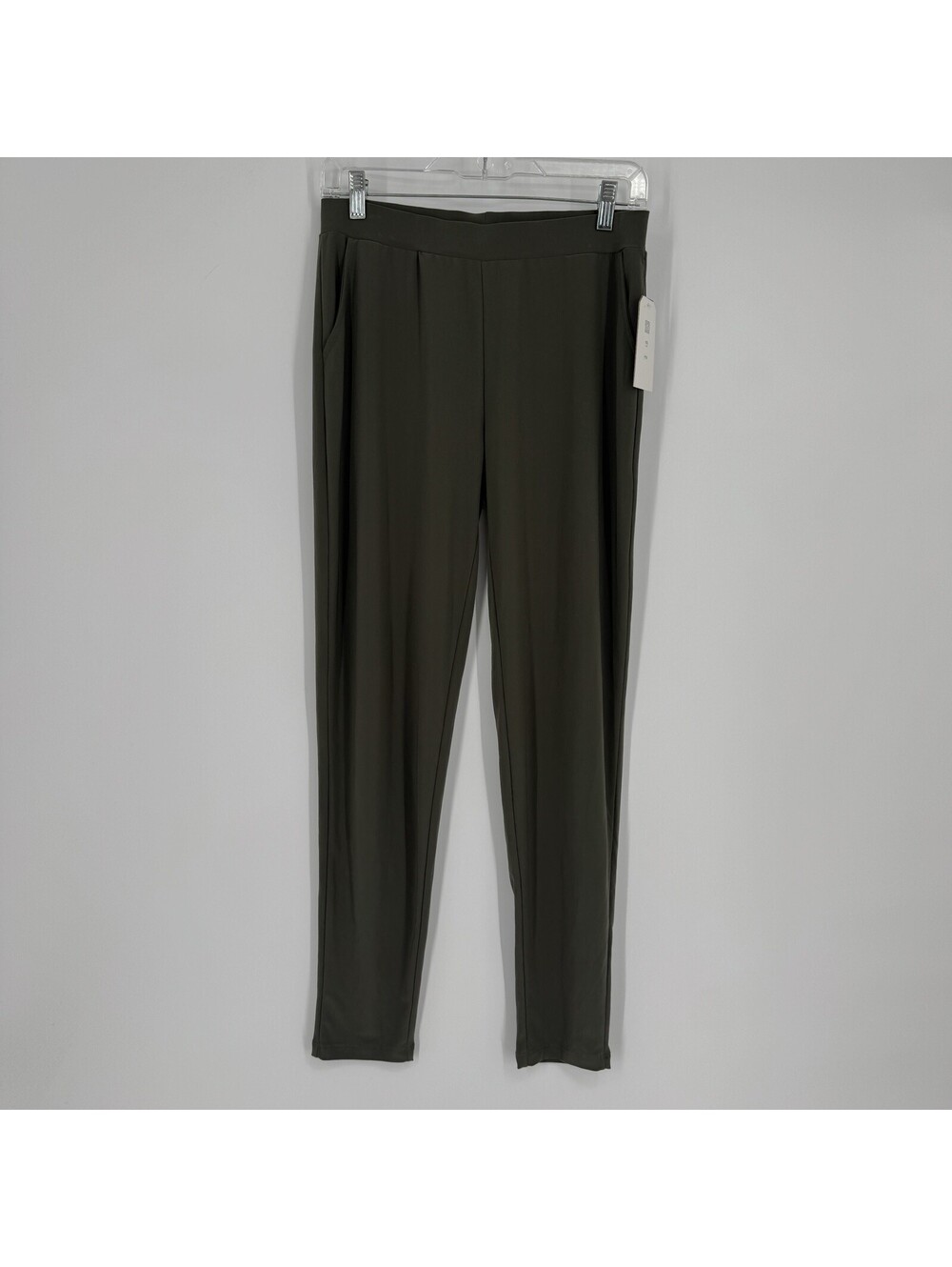 Clara Sun woo pants xs olive green pull on high rise straight leg stretch fall
